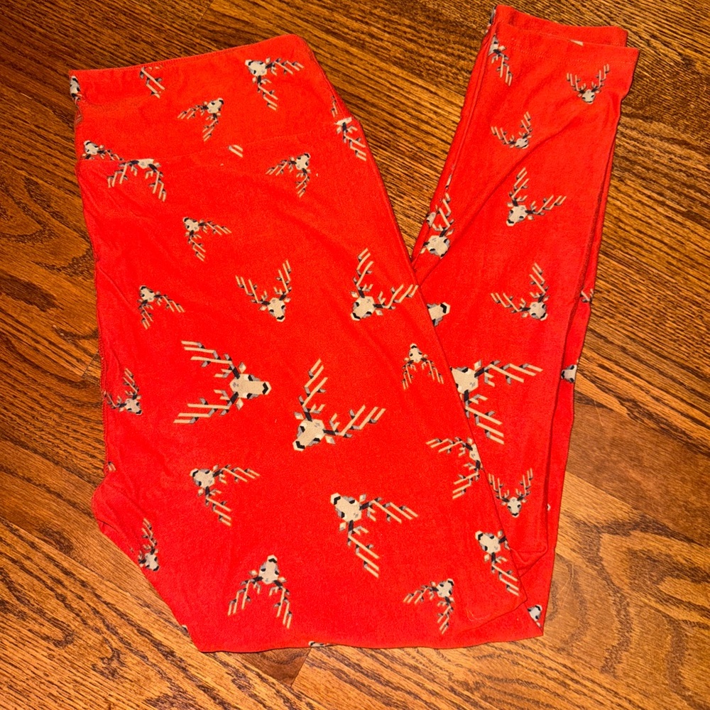 Dark Orange Reindeer leggings